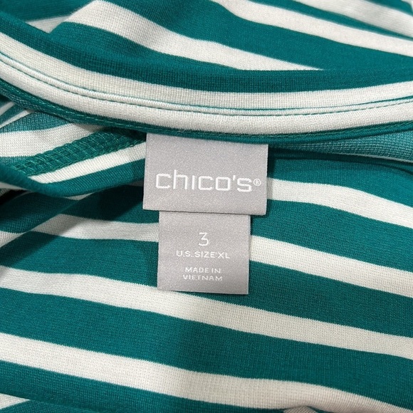 CHICO’S women’s green and white striped top size 3 GUC - Picture 10 of 12